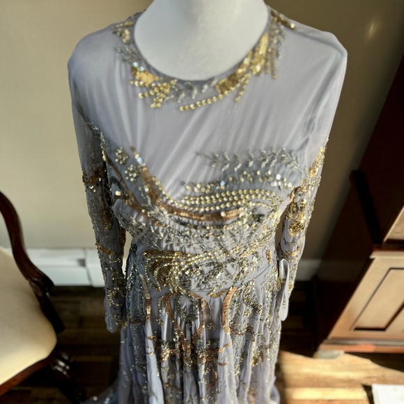 Mac Duggal Long Sleeve Embellished Illusion Gown - Picture 4 of 13